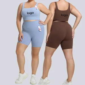 PLUS SIZE for Breathable Women's Sportswear Set Plus-Size Highly Stretchy Shorts Yoga Wear Fitness Apparel