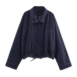SHENZHU 2025 Autumn New Arrivals Women's Clothing Lace-up Batwing Sleeve Denim Jacket Loose Coat 8727271 8727220