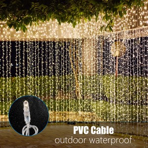 Waterproof IP65 AC Powered LED Curtain Lights Outdoor PVC Cable Pure Copper Conductor Waterfall Fairy Lights For Decoration