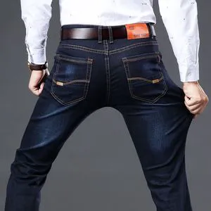 New Summer Loose Straight High Waist Large Size Casual Versatile Elastic Comfortable Wear-resistant Men's Jeans