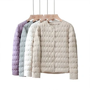 Judas Clothing Autumn Winter New Thin Elegant Women's Short Corrugated Neck Variable V-Neck Duck Down Filled Warm Inner Jacket