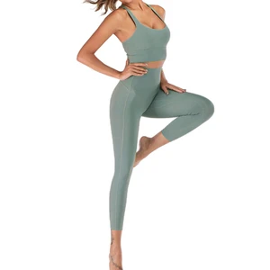 New Arrival Custom Made Women's Yoga Sets Latest Design Private Label Solid Color Breathable Seamless Spandex/Polyester Front