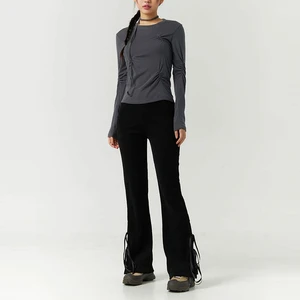 Wholesale Ladies Casual Wear Straight Pants Autumn Eco-Friendly Breathable Elastic Waist Polyester/Cotton Plus Size Best Selling