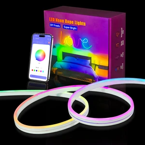 WITOP Tuya 24V DC RGBIC LED Strip Neon Rope Light 5M10M Flexible Silicone Addressable Remote Control Via APP IP65 For Landscape
