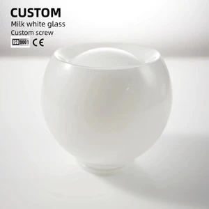 BO GLASS Modern Design Handblown Opal White Pendant Light with Blown Frosted Glass Lamp Shade