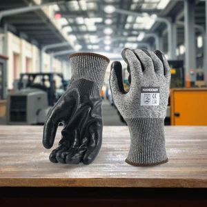 13 Gauge HPPE Anti-Cut Gloves Nitrile Coating EN388/ANSI Level 3 Heavy Duty Safety for Industrial Mechanical Workers HANDDIER