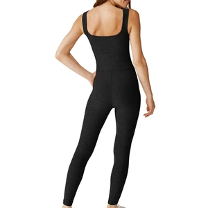 High Waist Yoga Jumpsuit Women Seamless Gym Bodysuit Athletic Wear, Spandex Polyester Fitness Jumpsuit for Running