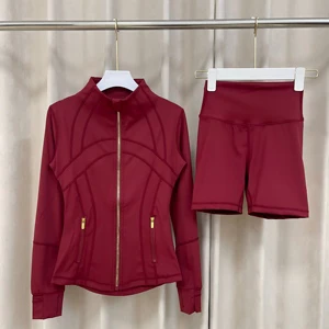 Fitness & Yoga Wear Gold Zipper Aloe Yoga Set Women'S Jacket High Waist Define Jacket Women Tracksuit for Women Yoga Legging Top