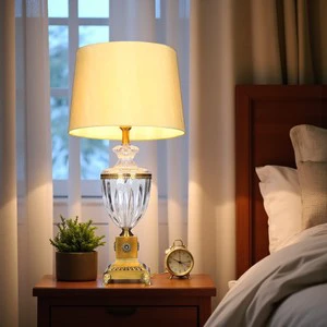 Decorative Glass and Brass Table Lamps for Bedroom and Living Room