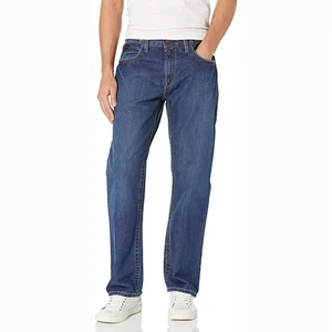 Men's Plus Size Regular Fit Mid Waist Straight Washed Eco-Friendly Quick Dry Lightweight 100% Cotton Ripped Jeans