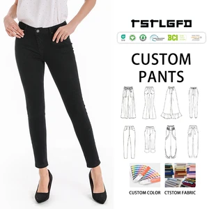 ODM Custom Breathable Stretch High Waist Skinny Jeans Denim Pants Trousers Sustainable Fabric Women Straight Pants Washed