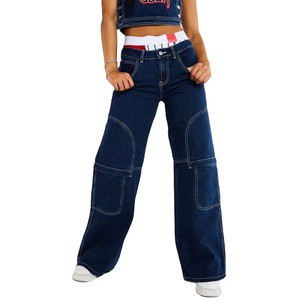 New Wide-leg Jeans Overalls with Side Pockets Woman Jeans Spot Goods Casual Jeans Fashionable Elastic Force High Quality