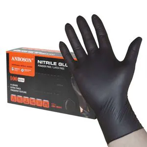 Heavy Duty 6mil Black Nitrile Gloves Powder-Free for Protective Kitchen Tattoo Industrial Tasks Anti-Cut Anti-Slip Free Sample