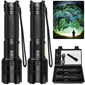 ALSTU Aluminum Flashlight Rechargeable 99,000 High Lumen 2 Pack LED COB 7 Modes Powerful Handheld for Camping