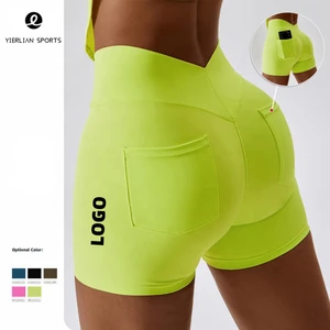Women's Hot Plus Size High Waist Workout Fitness Casual Yoga Shorts With Butt Scrunch and Back Phone Pockets
