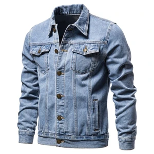Winters Warm Men's Denim Jean Jacket OEM Casual Outwear Turn Down Collar Jacket Denim Button up Coat Oversize Jacket for Men