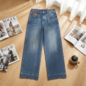 Women High Waist Straight Leg Jeans Stretch Denim Casual Pants Trousers Wholesale OEM