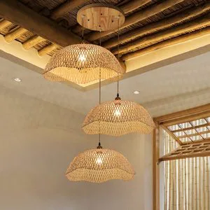 Durable Bamboo Pendant Light Offering Natural Aesthetic and Long-Lasting Performance for Restaurants and Cafe
