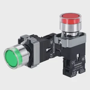 SWEIDEER LED Light Flat Self Locking 12V 24V 220V Indicator Push Button Switch for Mechanical Equipment