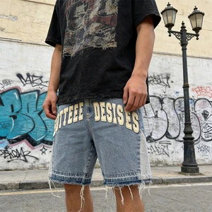 JY Custom Men's Y2K Vintage Distressed Washed Denim Shorts Summer Straight Fit Breathable Jean Shorts for Streetwear