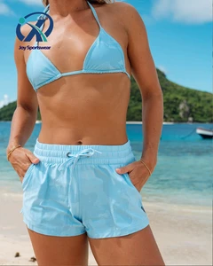 2026 New Trend Casual Swimwear Custom Bikini Beach Shorts 3 Piece Set Women Sporty Swimsuit