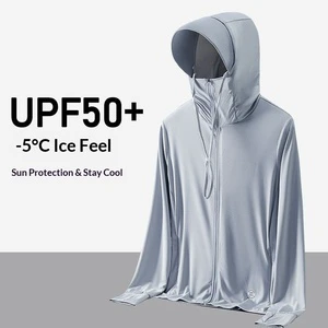 Mesh Outdoor Ice Silk Sun-Protective Jacket Unisex Summer UV-Proof Lightweight Breathable Full Sleeve Wrinkle-Resistant Hooded