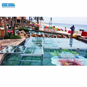 Cheap Price Transparent Plexiglass Glass Outdoor Portable Wedding Concert Dance Floor Acrylic Stage Platform Swimming Pool