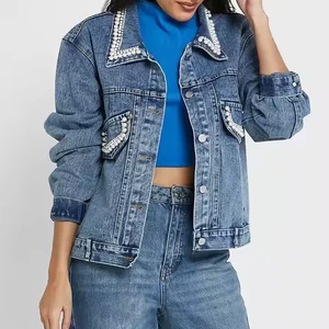 Newest 2025 Style Lady Denim Jean Jacket for Women's Long Sleeves Women Clothing Bulk Quantity Denim Jackets for women
