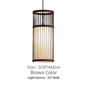 Chinese Style Craft Handmade Wicker Long Lantern Shade Hanging Rattan Pendant Bamboo Lamp for Restaurant Hotel