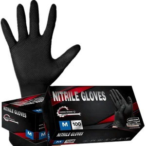 Latex-free 8 Mil Household Cleaning Industrial Mechanic Raised Diamond Texture Grip Heavy Duty Nitrile Gloves Disposable Glove