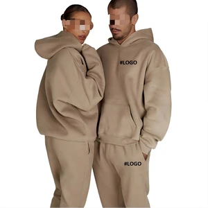 Men's Vintage Two-Piece Tracksuit Breathable Quick Dry Polyester/Cotton Heavyweight Casual Gym Hooded Jogger Pants Low MOQ