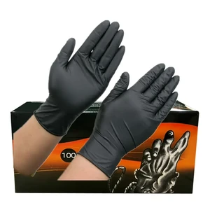 Best Seller Durable 5 Mil 6 Mil Black Industrial Mechanical Heavy Duty Black Full Textured Nitrile Glove Disposable Gloves