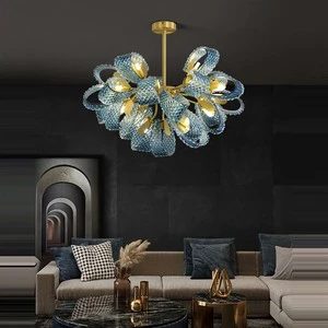 ANNO Hand Blown Glass Flower Chandelier Artistic Pendant Light for Villa Hotel Custom OEM ODM
