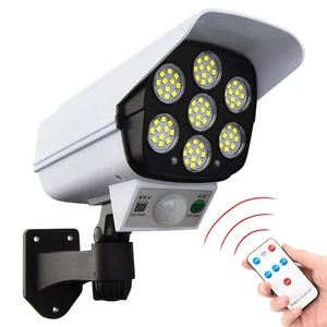 Outdoor Security Dummy LED Light Waterproof IP65 Solar Wall Lamp with 3 Mode Wireless Remote Control Sensor for Garden Lighting