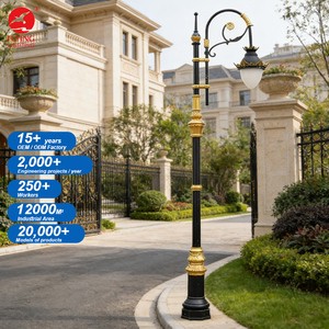 Factory Customizable European Style Outdoor Waterproof Ip65 Villa Antique Iron Street Lamp Post Led Garden Pole Light