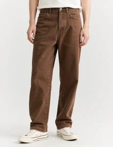 Custom Men's Vintage Denim Men's Jeans Trousers Loose Fit Cotton Brown Straight Leg Loose Fit Jeans Men's Denim Jeans