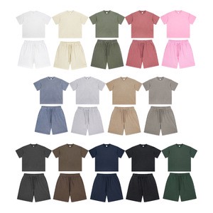 Custom Logo Blank Plain Oversized Acid Wash Streetwear T-Shirts And Shorts Sets 2 Pieces For Men