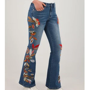 Women's High Waist Flare Pants 100% Cotton Denim Eco-Friendly Quick Dry Breathable Summer Casual Stretch Bell Bottom Wide Leg
