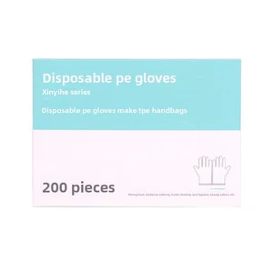 Xinyihe Disposable Safety Gloves PE Food Grade Catering Thickened Transparent Film Kitchen Household Boxed Pull-Out Type