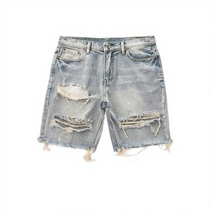 New Popular Lightweight Pocket Button Breathable Street Daily Straight Leg Pants Mid Waist Men's Denim Shorts Summer