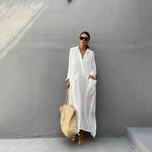 Sexy Long Casual Beach Wear Cover up Summer Beach Dress Bikini Cover-ups 1 Piece Print Breathable