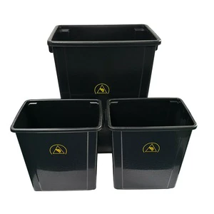 ALLESD Black Plastic Antistatic Electrostatic Cleanroom Tool Box Trash ESD Waste Bin