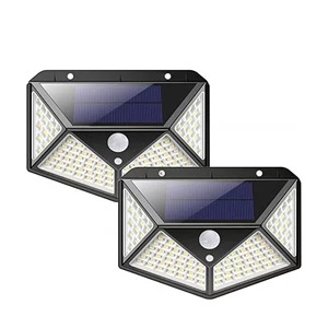 100 LED Solar Powered Wall-Mounted Motion Sensor Lamp IP65 Outdoor Security Light Garden Railing Decoration Sunlight Street Lamp