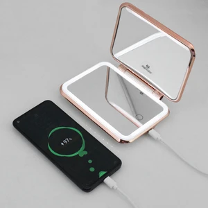 2026 Charging Treasure Makeup Mirror Power Bank Led Compact Mirror