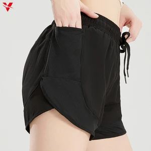 New Design Women Plus Sizes Elastic High Waist Workout Liner Athletic Sports Biker Short Gym Running Yoga Shorts With Pocket 036