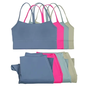 High Quality Women Y Back Beautiful Back Fitness Training Sports Bra Set