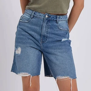 Private Label Vintage Sexy Y2k Print Baggy Denim Shorts Women Regular Fit Eco-friendly Breathable Summer Streetwear Belt Export