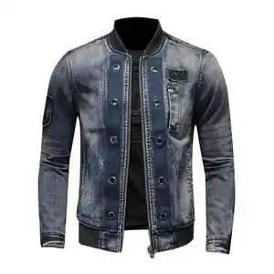 2025 Customized High Quality Men's Denim Jackets Casual Solid Jeans Color with Pocket Winter Front Logo Plus Size Clothing
