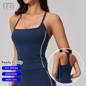 Roregal New Women Fitness Breathable Sportswear Racerback Vest Gym Sport Yoga Tank Top With Chest Pad