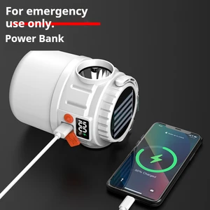 2026 New Solar Camping Lantern with LCD Digital Display Remote Control 3-in-1 LED Flashlight & Power Bank for Outdoor Emergency